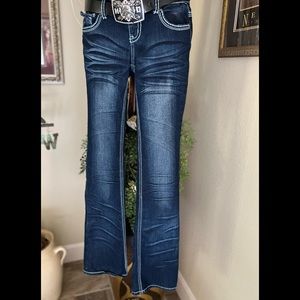 Sale 🔥 Soundgirl bootcut dark wash rhinestone embellished pockets jean size 3